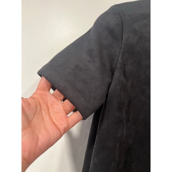ZARA Minimalist Vegan Suede Black Short Sleeve T Shirt Style  Dress   Medium - Picture 3 of 7